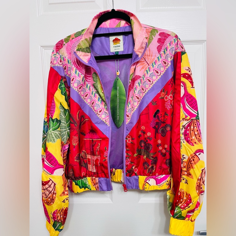 FARM Rio Women's Colorful Bomber Jacket,size M - Picture 3 of 6